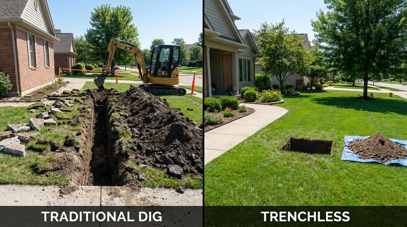 Trenchless sewer repair with minimal yard damage versus traditional excavation in Trabuco Canyon, CA
